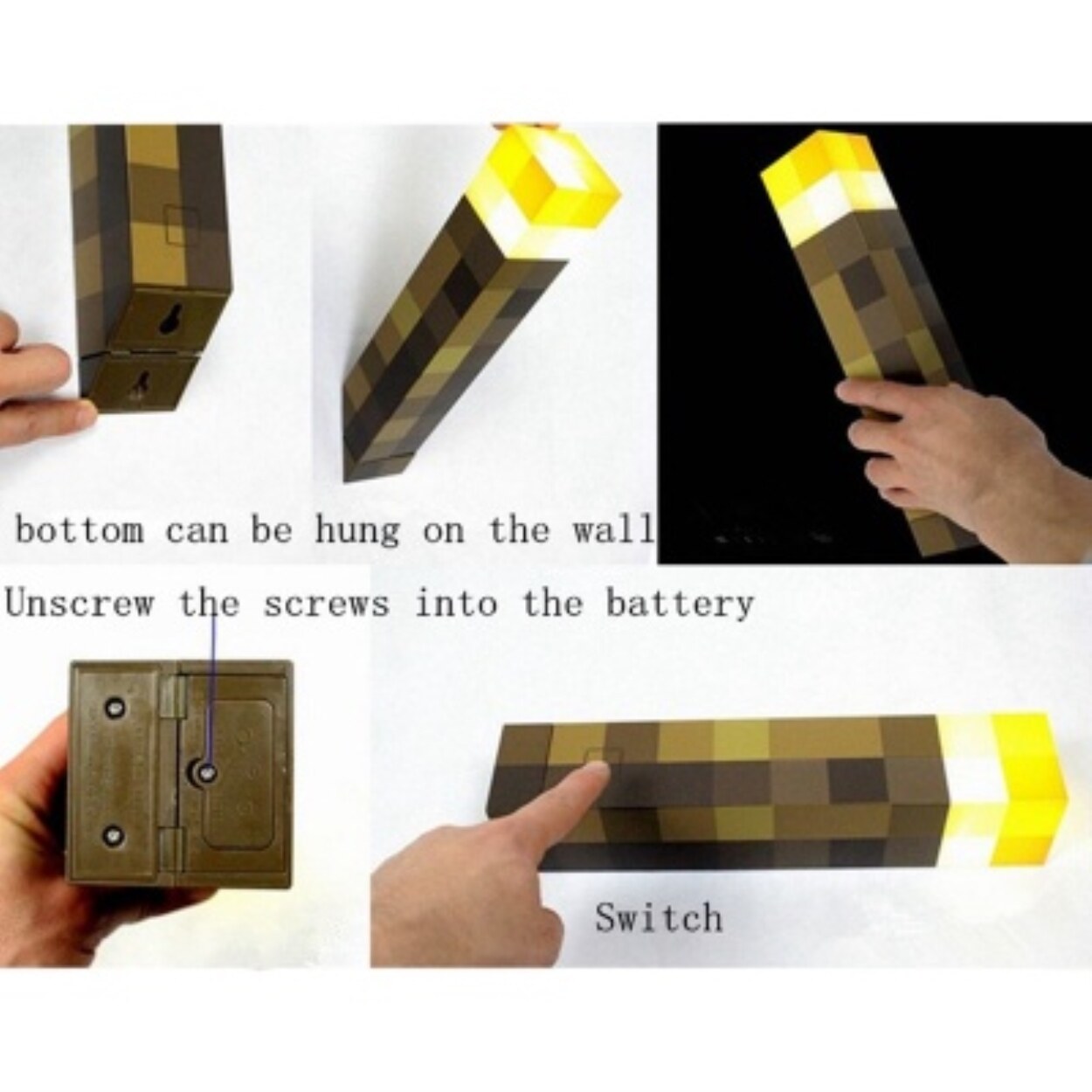 [Ready Stock]Light Up Torch 28CM High Brightness LED Minecraft Hand