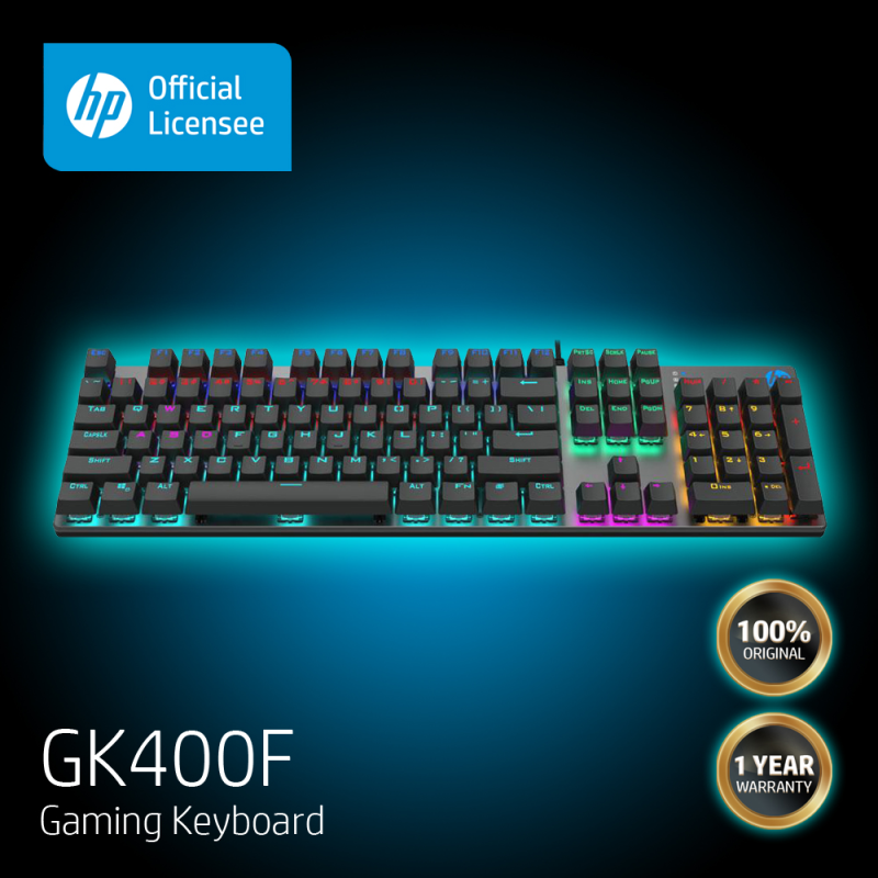 HP GK400F Mechanical Gaming Keyboard for PC & Mac OS | Blue Switch | USB | Metal Frame | Anti Rust & Scratch | RGB Lighting Malaysia