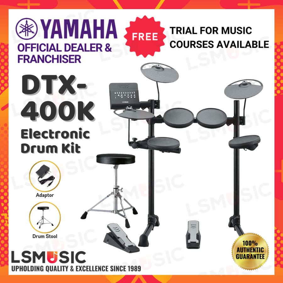 Yamaha DTX400K Electronic Drum Kit w Drum Stool Yamaha Digital Drum Set