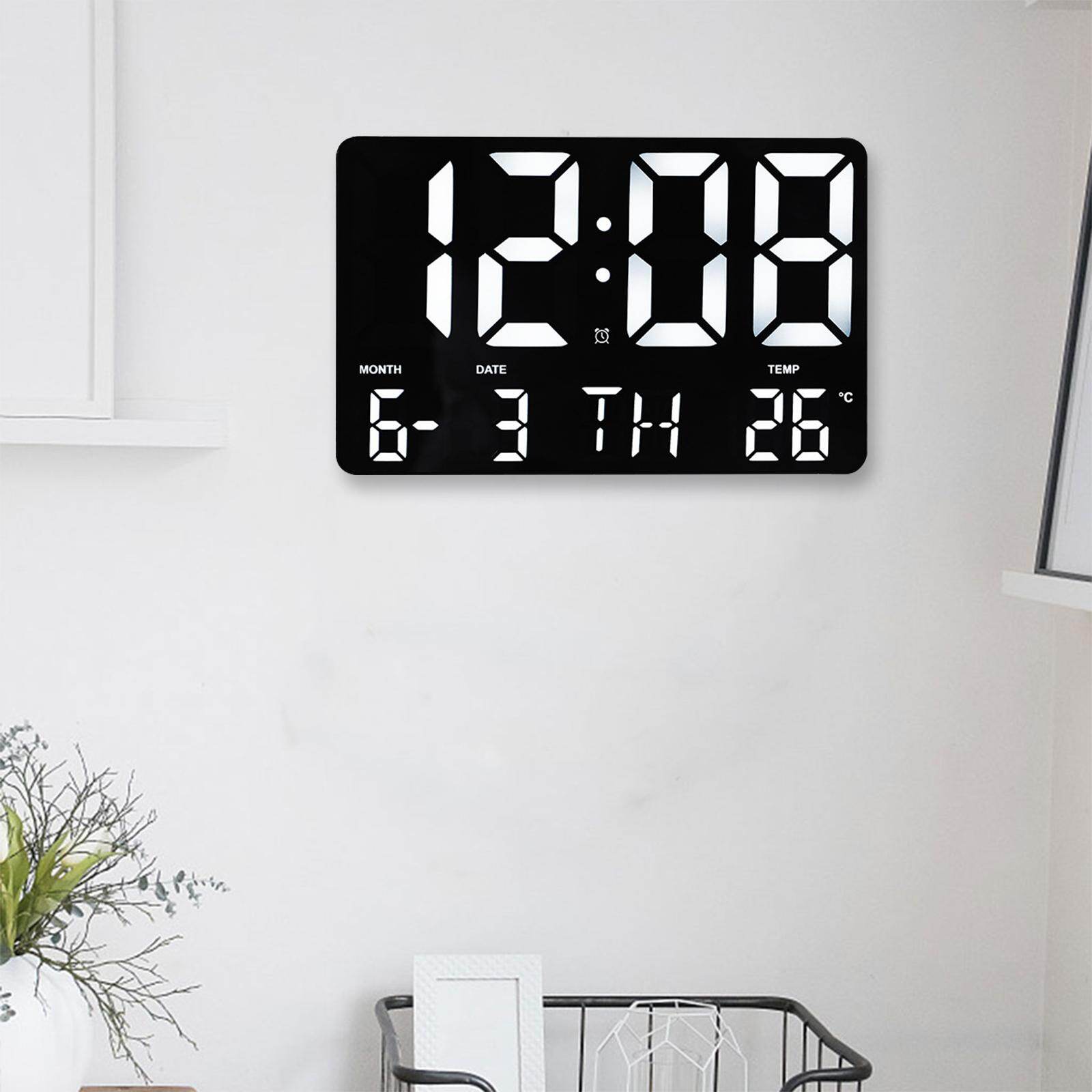 Aituan 10" Digital LED Wall Clock Wall Mountable Temp with Remote Control