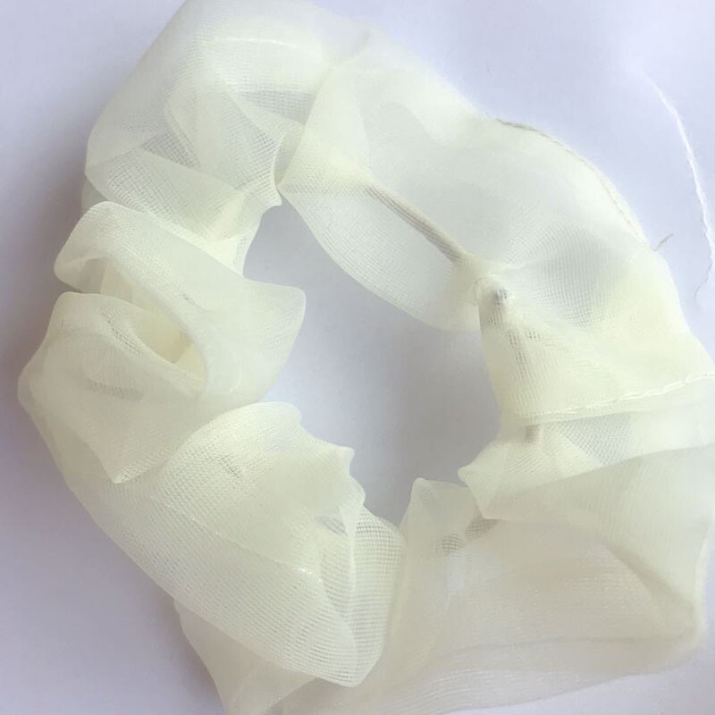 Women Solid Chiffon Scrunchies For Ponytail Holder Girls Transparent Cloth Elastic Hair Rope Hair Tie Hair Accessories