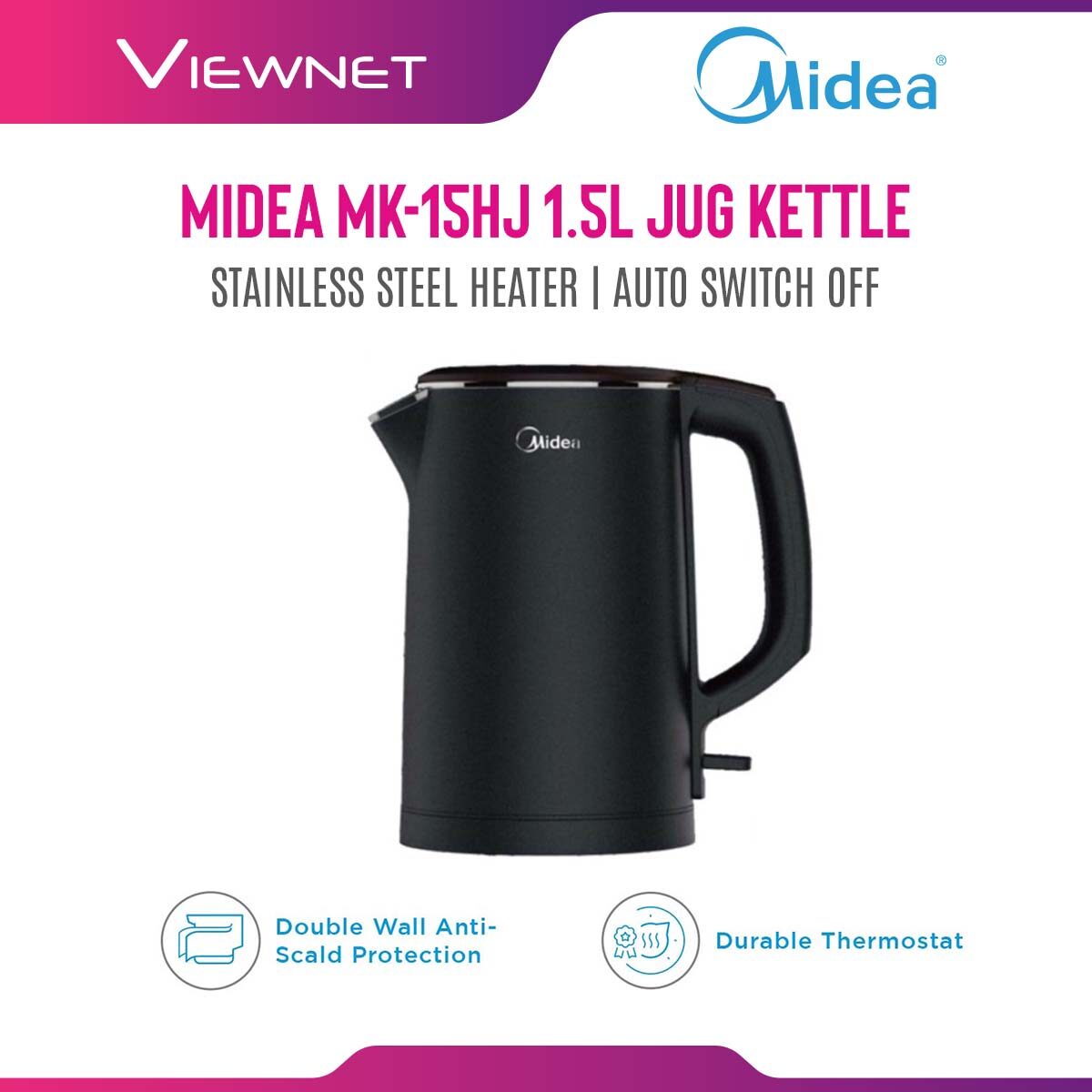 Mk 15hj Midea Electric Kettle Midea Double Wall Jug Kettle MK-15HJ