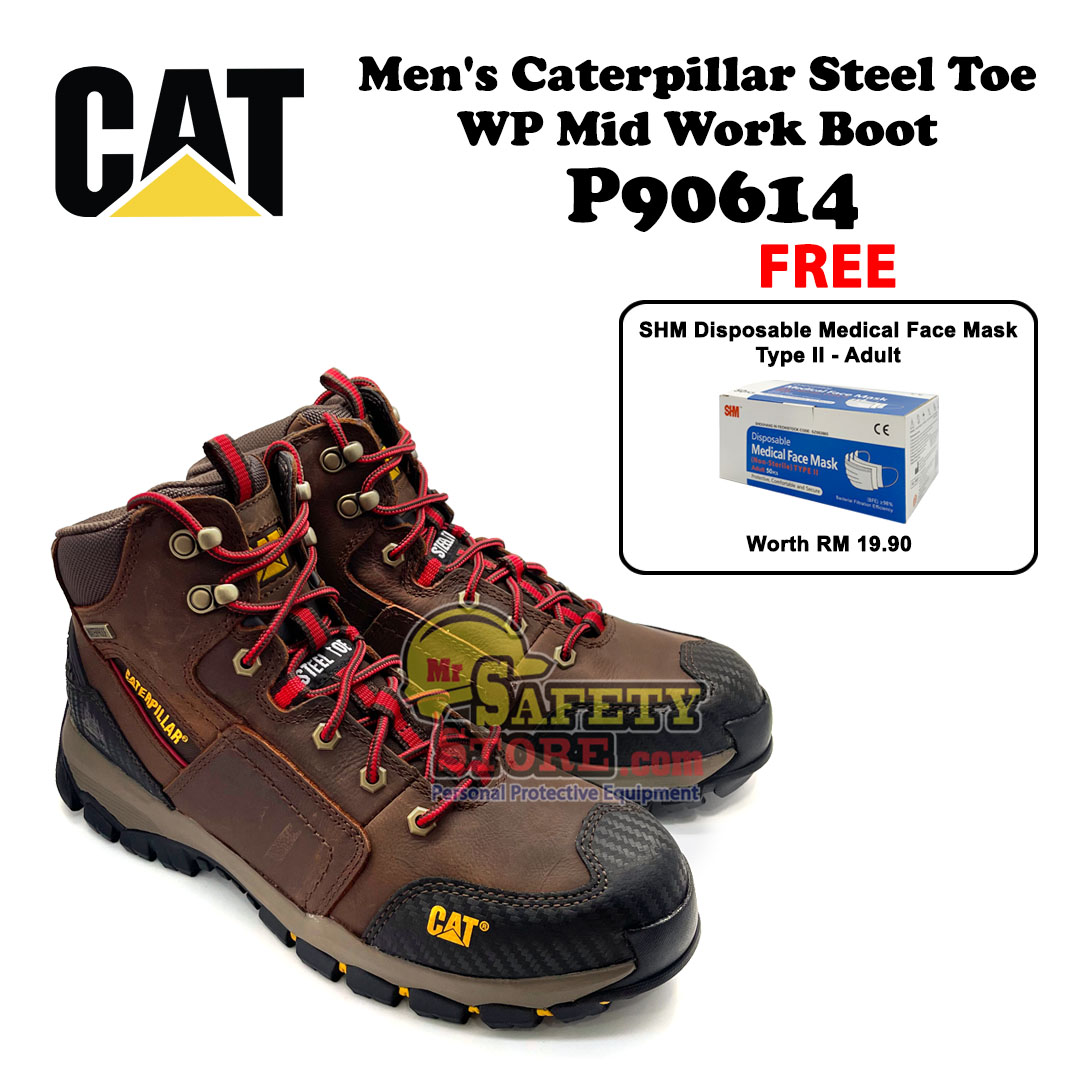 Caterpillar Navigator Mid Waterproof Steel Toe Work Boot P90614(Free SHM  Disposable Medical Face Mask Type II-Adult) | Lazada