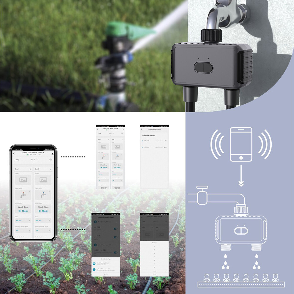 Yieryi Wifi van nước thông minh hẹn giờ tưới nước kép ZigBee thoát nước van van xả cuộc sống thông minh ứng dụng điều khiển cho làm vườn thủy lợi, bãi cỏ, vườn