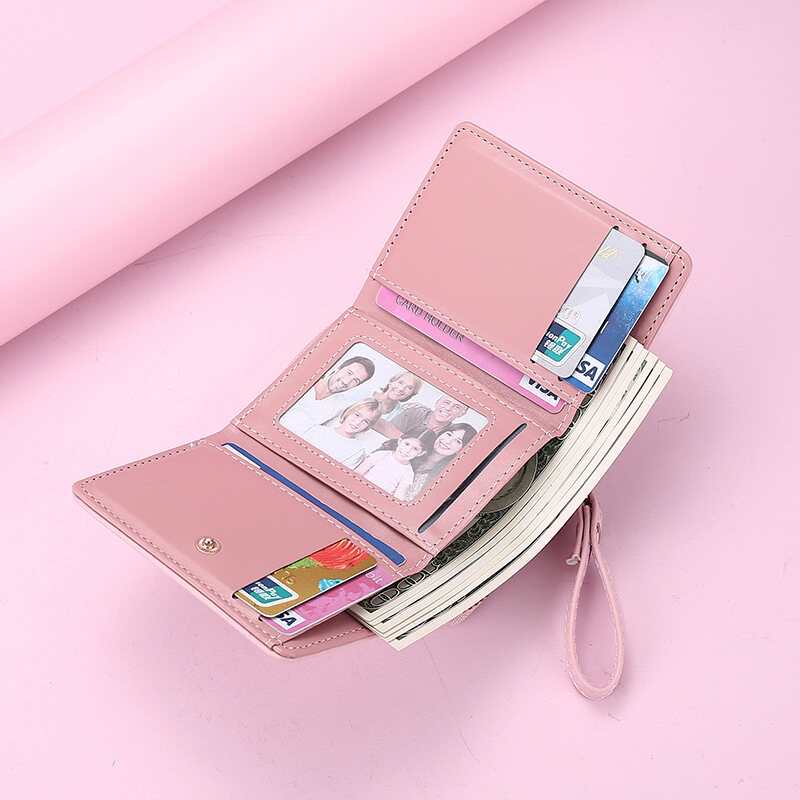 IELGY Ví Nữ Ngắn Da Pu Mini Khóa Kéo