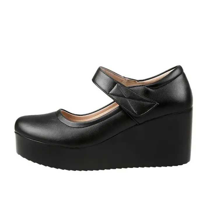 black platform work shoes