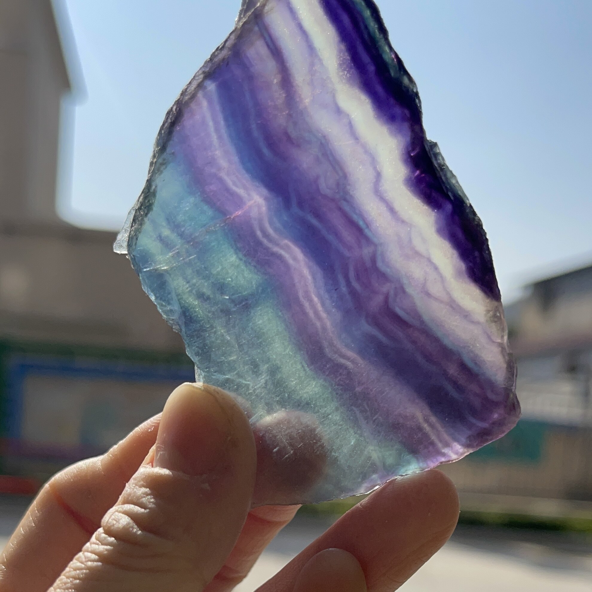 Fluorite Crystal - Rainbow Fluorite Crystal - Fluorite Slab - Healing Crystal - Rainbow Fluorite Slice - Fluorite Specimen - Rainbow