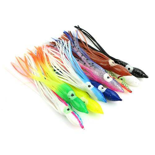 Ghxdryuru 10Pcs Mixed Color Soft Luminous Octopus Squid Skirt Saltwater Fishing Lure Set