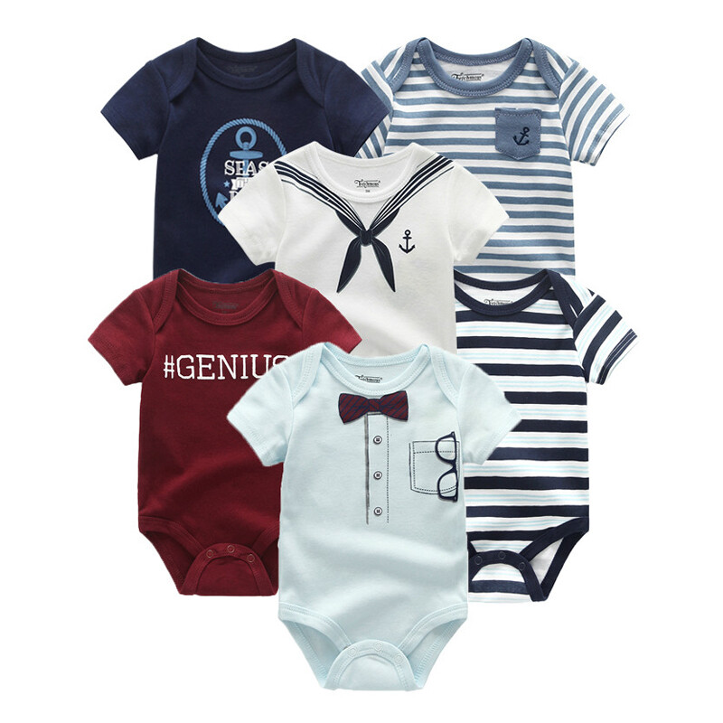 Kiddiezoom 6 Miếng Áo Liền Quần Trẻ Em Quần Áo Sơ Sinh Bộ quần áo hoạt hình bé trai mới sinh