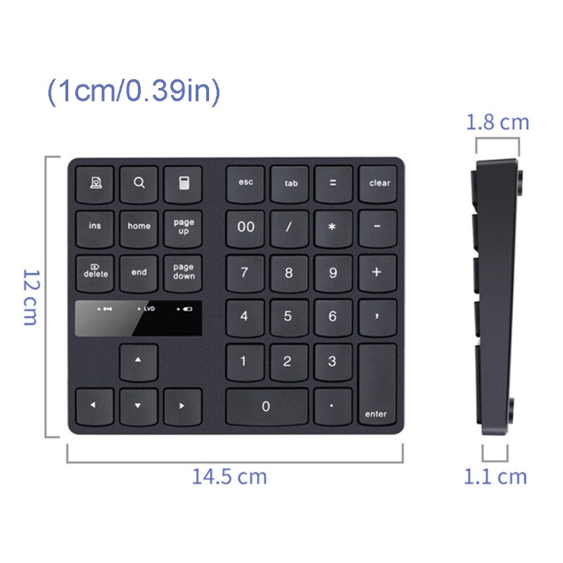 2.4G USB Wireless Numeric Keypad 35 Keys Charging Digital Keyboard Portable Laptop Computer Mini Numpad for Travel Home