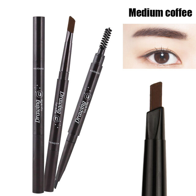 Hengfa Lina 5 Colors Natural Makeup Double Heads Automatic Eyebrow Pencil Waterproof Long-lasting Easy Ware Eyebrow Pen with Eyebrow Brush