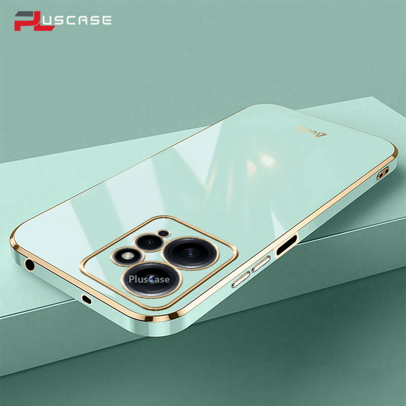PlusCase for Xiaomi Redmi Note 12 4G 6D Plating Soft Case Lens Protector Square Frame Silicone Glossy Shockproof Phone Back Cover
