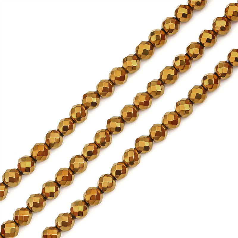 2/3/4/6mm Natural Stone Gold Sliver Multicolor Round Faceted Hematite Loose Spacer Beads For Earring Necklace Bracelet DIY Jewelry Making Accessories  About 15''/Strand (38cm）