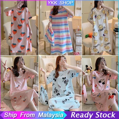 YKK Size M-XXL Baju Tidur mickey Women s pyjamas Plus Size Milk Silk Pyjamas Sleepwear Pajamas Nightwear