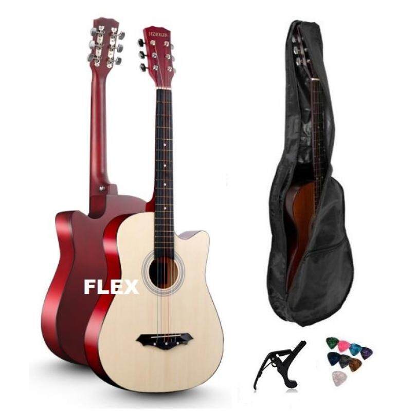 Acoustic Folk Cutaway Guitar 38 Inch FREE Guitar Bag + Capo Clamp + Pick (Original Color) Malaysia