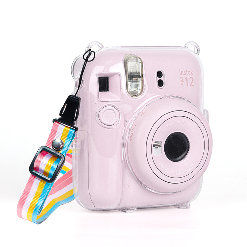 Mini Camera Case PC Crystal Protective Shell Transparent Storage Case with Shoulder Strap for Fujifilm Instax Mini 12 for Camera Instax Mini12
