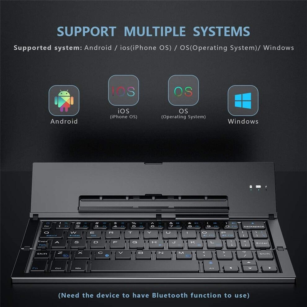 JOMAA Folding Bluetooth Keyboard Foldable Bluetooth wireless Keyboard Folding keyboard Compatible Rechargeable Bluetooth Keyboard wireless Keyboard, Ultra-thin Portable Gaming Keyboard, For PC / Mac / Laptop / Business Office and Home helper