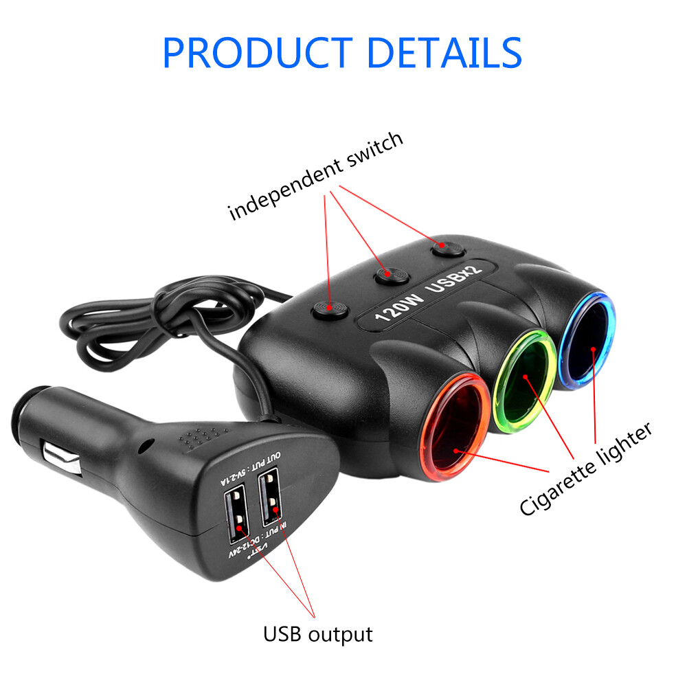 3x Power Outlet Splitter Plug USB Charger Connector For Yamaha - Foto 8