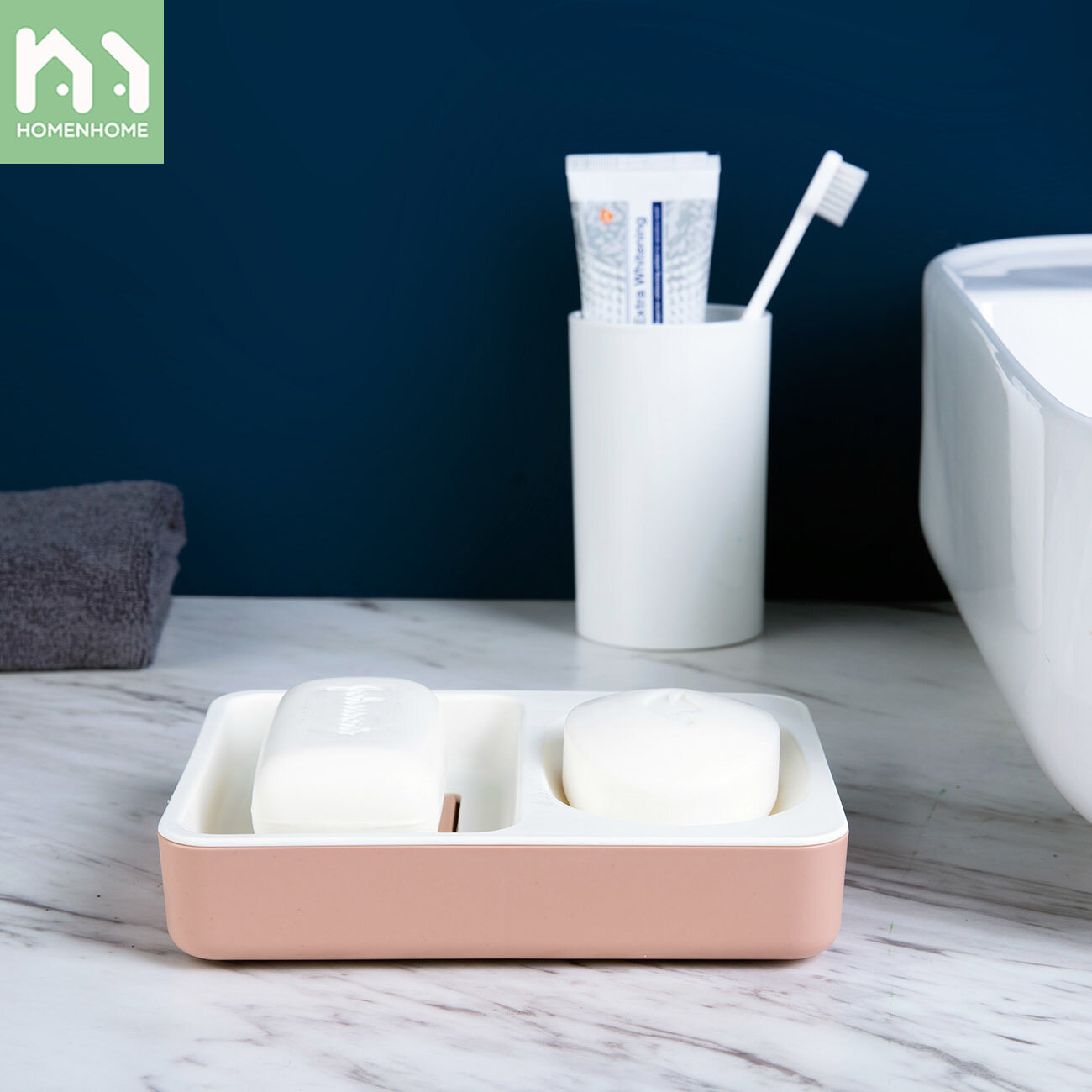 Hộp Xà Phòng Homenhome Với Phân Vùng Kích Thước Lớn Xà Phòng Giặt Hộp Lưu Trữ Trong Ký Túc Xá Sáng Tạo Ráo Nước Hai Lớp Giá Đặt Xà Phòng