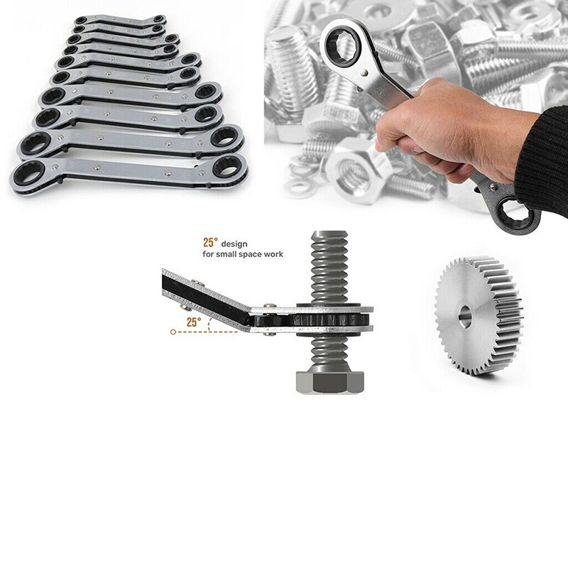 JUNY  6-21mm metric offset torque wrench set double ratchet wrench spanner tool