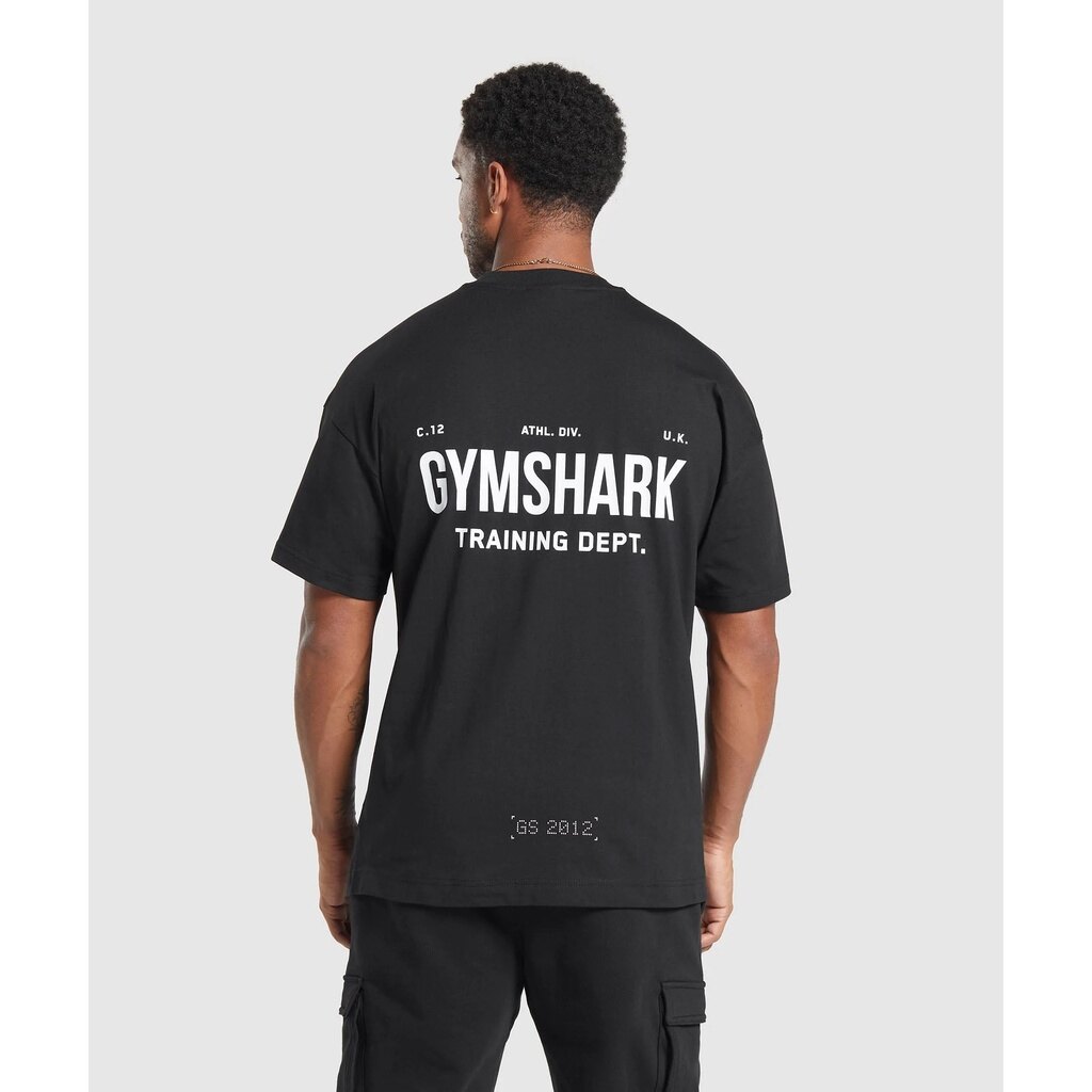 Men's letter printed black short sleeved t-shirt training dept. t-shirt