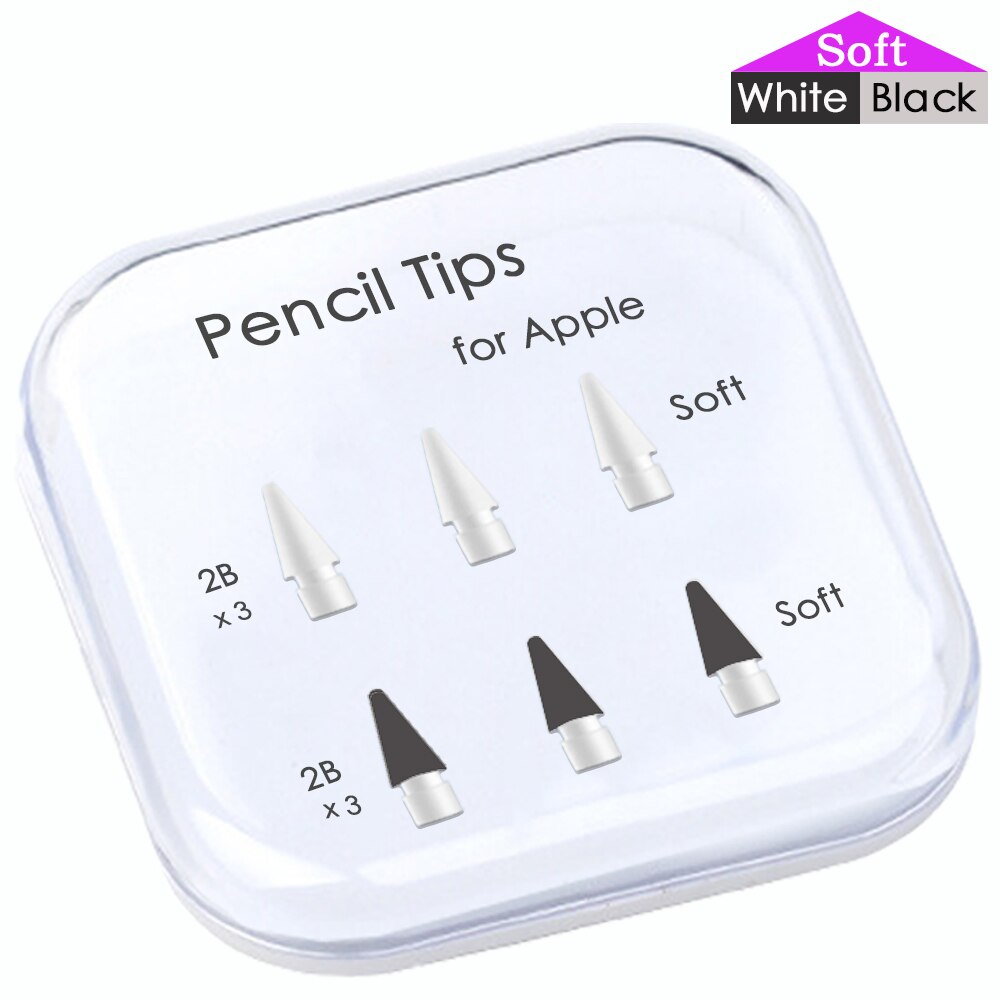 Pencil Tips For Suitable For Apple Pencil 1St / 2Nd Logitech Crayon, 2B Soft Double-Layered Ipad Pencil Tip, White & Black Stylus Nib