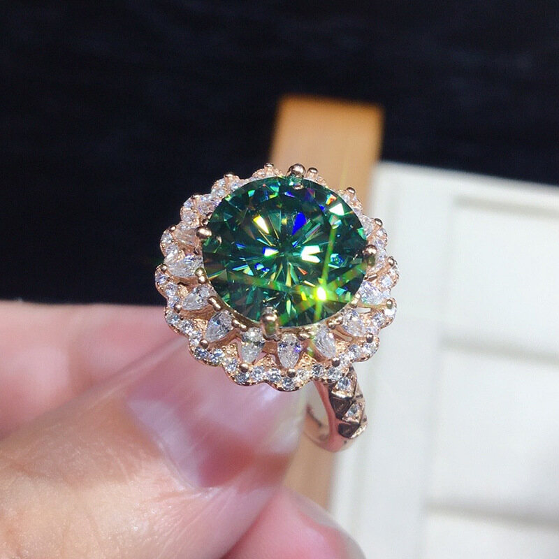 Maldives màu xanh lá cây zircon vòng lửa màu sáng bóng ngón tay vòng