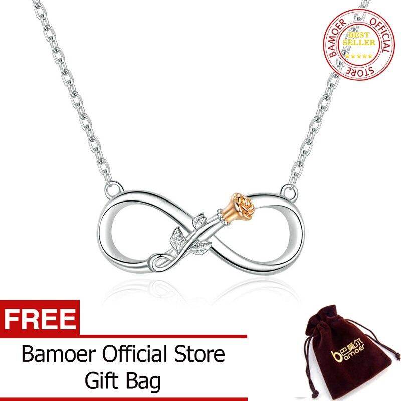 BAMOER Infinite love Genuine Silver Collars For Women Silver Necklaces Fashion Jewelry SCN371