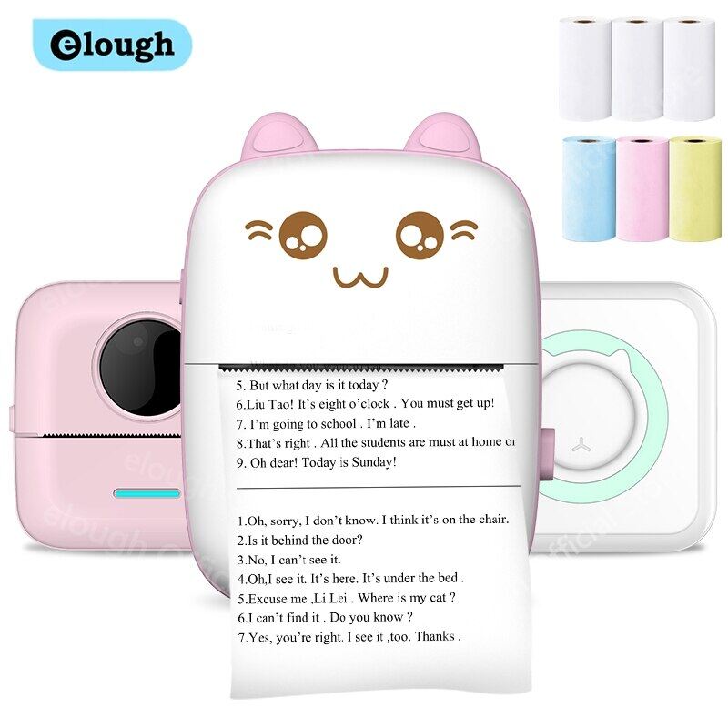 Elough Mini Printer Thermal Label Printer Portable Photo Printer Sticker Wireless Inkless Pocket Miniprint Impresora Portátil