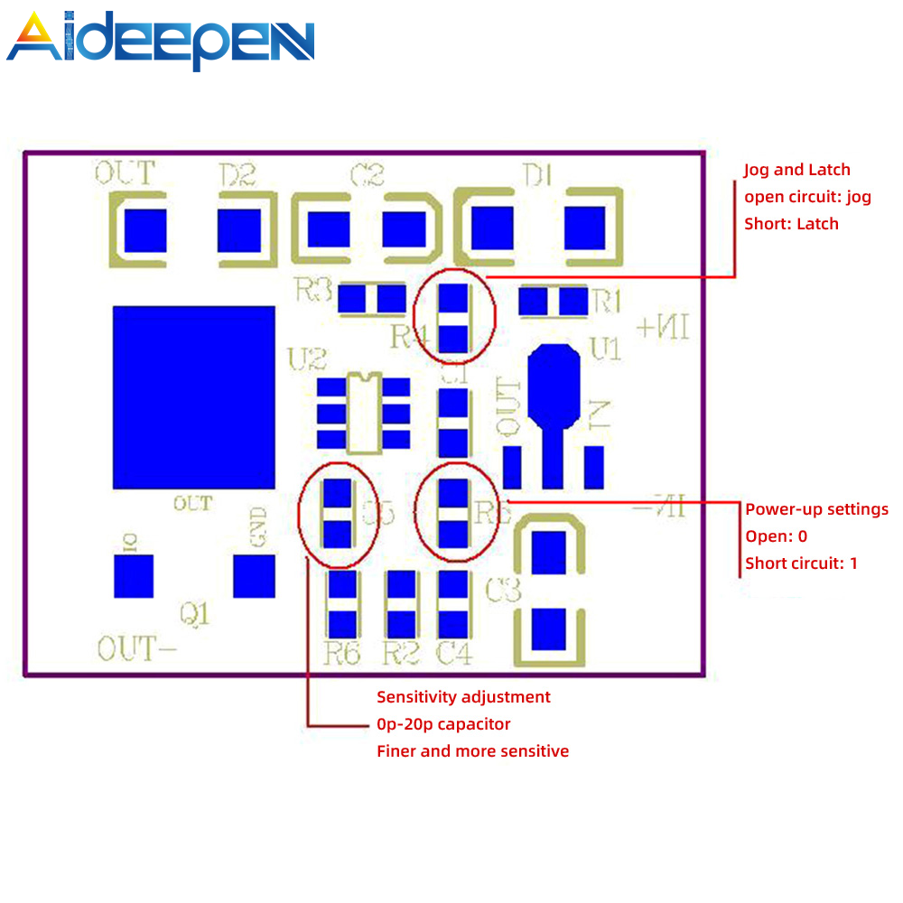 【Ready Stock】Original Aideepen 12V Capacitive Touch Switch Sensor Module Push Button Touching Key Module Jog Latch With Relay DC 6-20V 3A TTP223 module