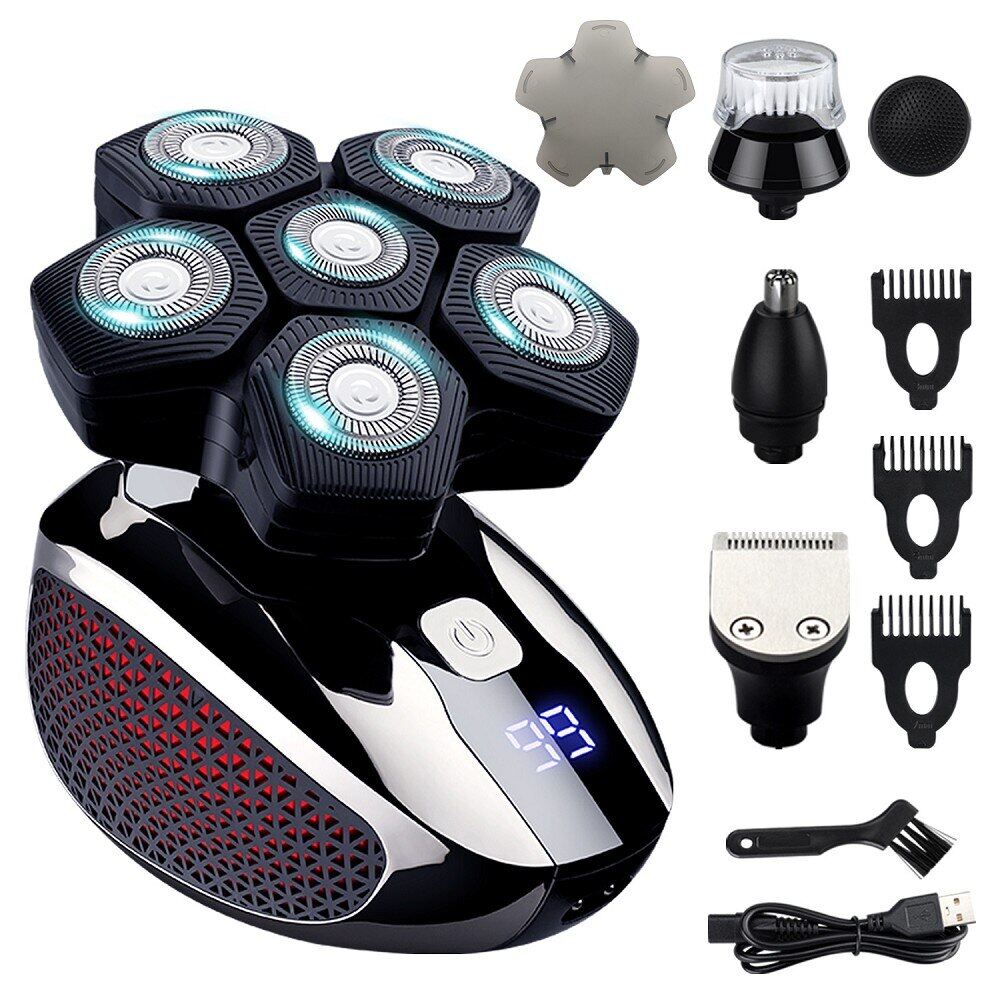 FOXSONIC New Shaver For Men 7D Independently 7 Cutter Floating Head Waterproof Electric Razor Multiftion Trimmer For Men
