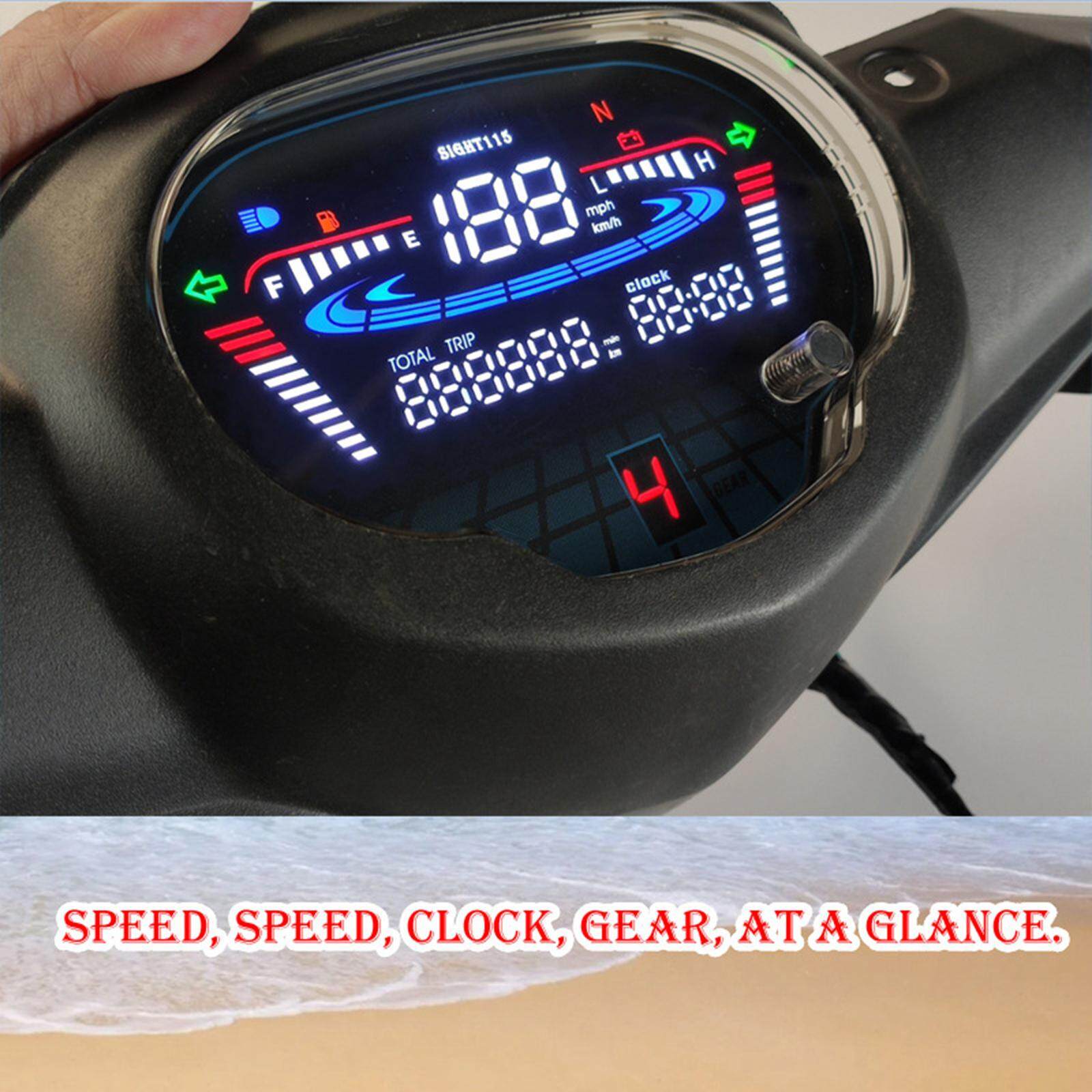 Miracle Shining Digital LED Motor Speedometer Odometer, Instrumen Alat
