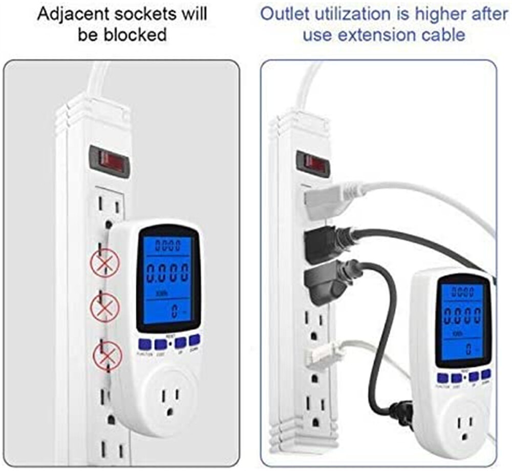 ORIA Power Meter Socket Smart US Plug Energy Meter Power Consumption Watt Meter Voltage Amp Tester Monitor With Backlight, Digital LCD Display, Built-in Rechargeable Battery for Energy Saving