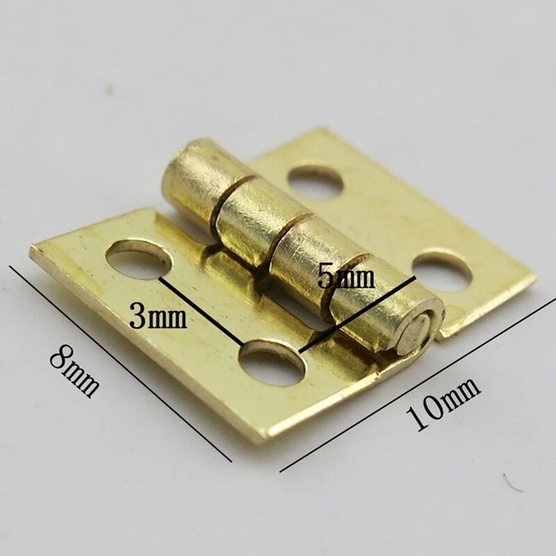 10 Pcs/Set Mini Copper Hinge Folding Small Brass Hinge with Nail Wooden Box Cabinet Door Metal Hinges DIY Right Angle Copper Hinge Furniture Accessories
