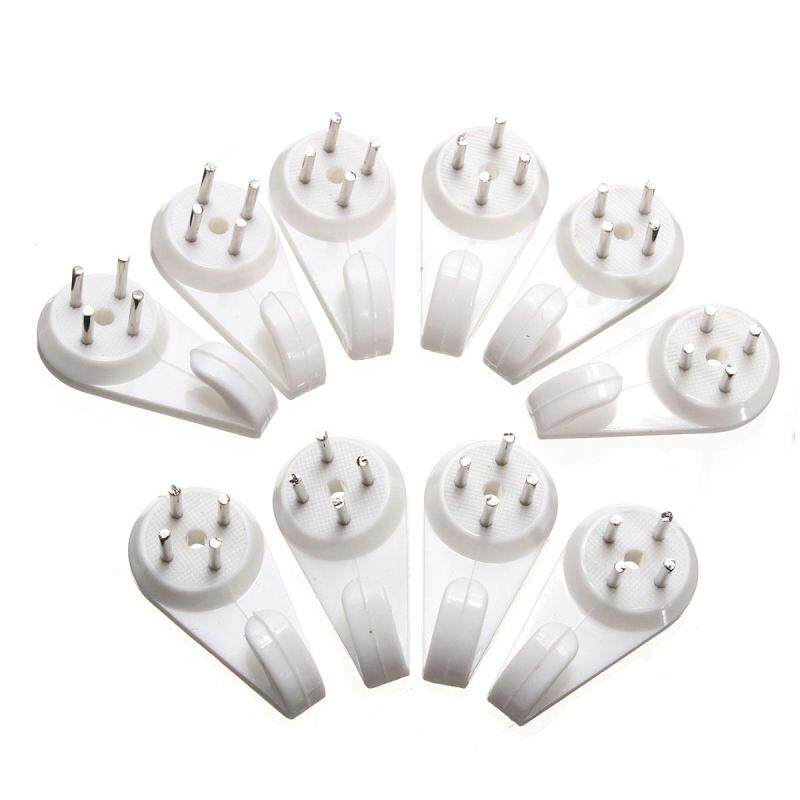 MTGATHER 10pcs White Plastic Invisible Wall Mount Photo Picture Frame Nail Hook Hanger 30mm Easy To Fix Top Quality