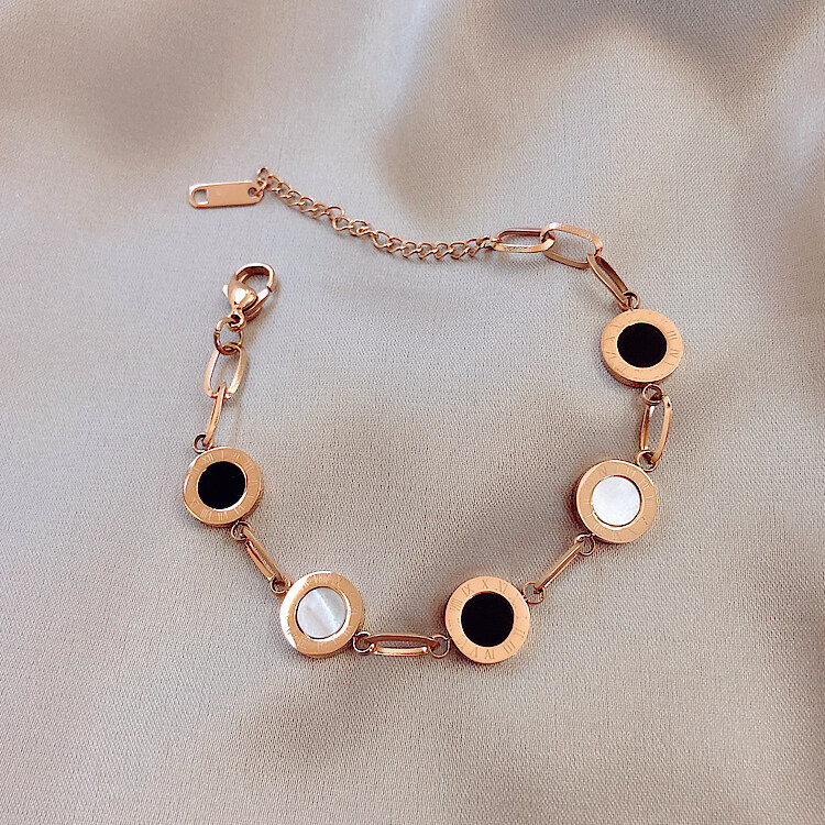 Yuki's Luxury Famous Brand Jewelry Rose Gold Stainless Steel Roman numerals Bracelets & Bangles Female Charm Bracelet For Women