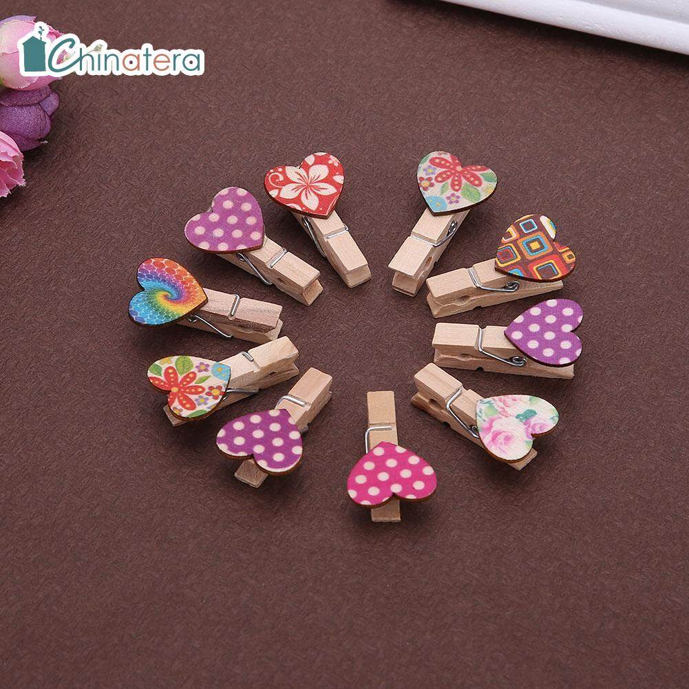 50pcs Love Heart Small Wooden Clothespin Craft Clips DIY Photo Cards Peg Photo Clip Small Wooden Folder Decor Crafts