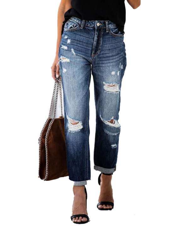 loose ripped mom jeans