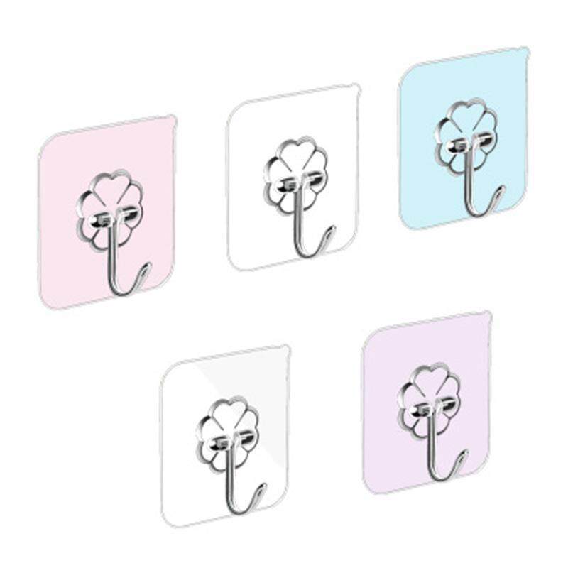 8 PCS Self Adhesive Hooks stick hook Heavy Duty Sticky Wall Ceiling Door Hooks Nail Free Clear Reusable Hook for Bathroom and Kitchen No Scratch Waterproof and Oilproof