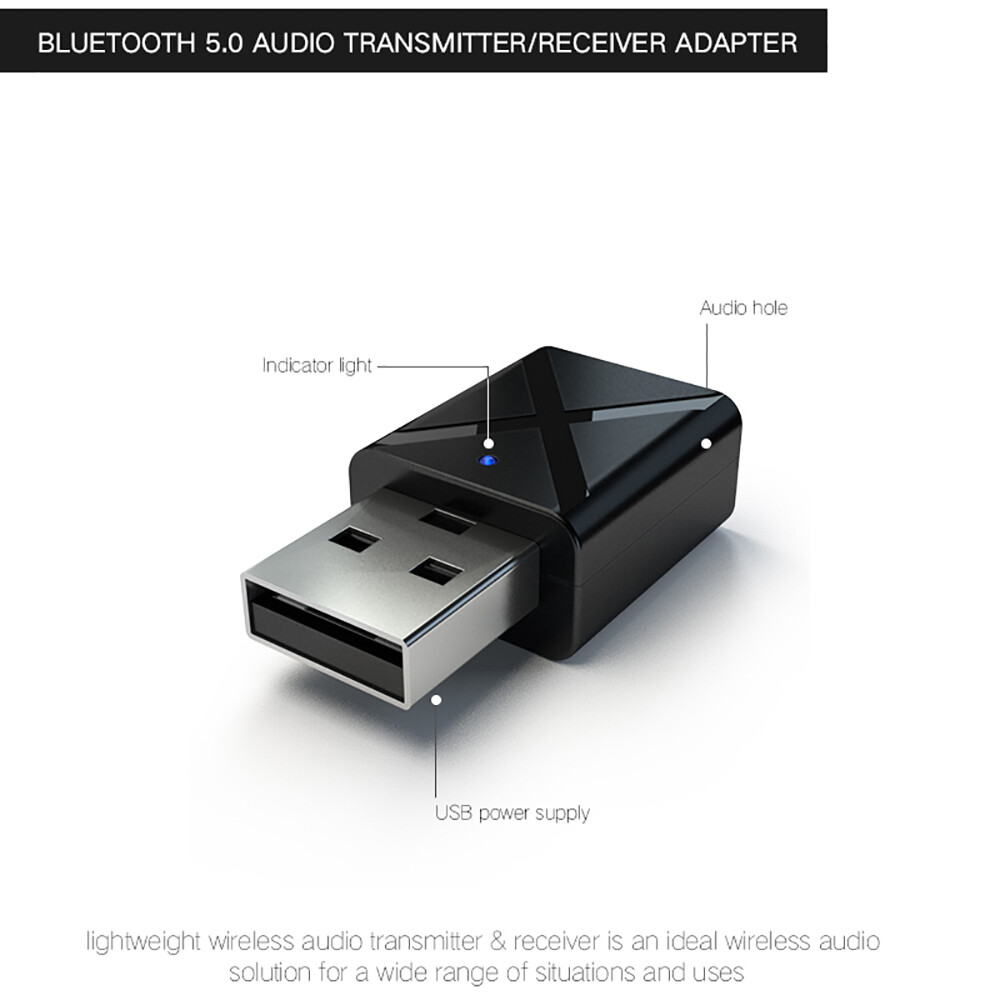 Bộ Thu Phát Âm Thanh USB Bluetooth 5.0 Bộ Chuyển Đổi Âm Thanh Nổi Bluetooth Không Dây Giắc Cắm AUX 3.5Mm Cho Gia Đình T V PC Loa Tai Nghe Xe Hơi
