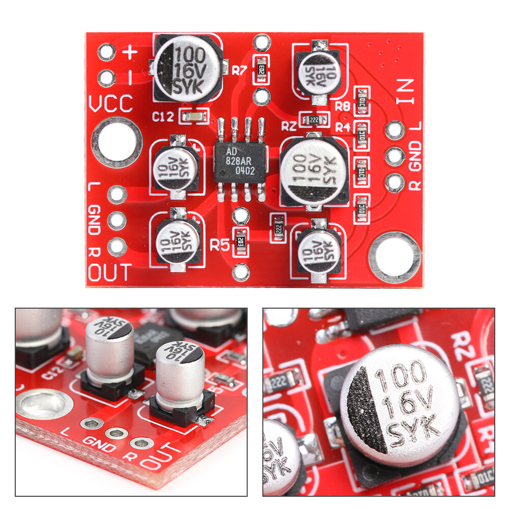 [Moscow Six] Bảng Mạch Khuếch Đại Tiền Khuếch Đại Âm Thanh Nổi DC 5-15V AD828 Mô-đun Tiền Khuếch Đại