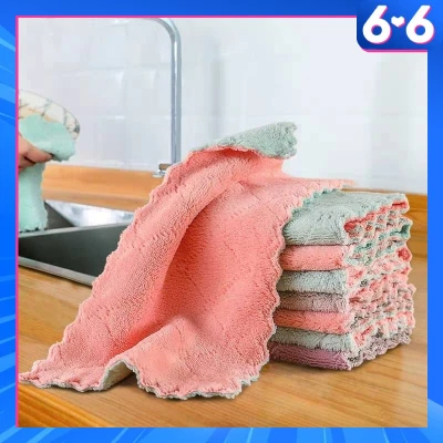 Kitchen Dish Towel Rag Non-stick Oil Double-layer Dish Washing Cloth Kitchen Cleaning Wipes 1 PCS