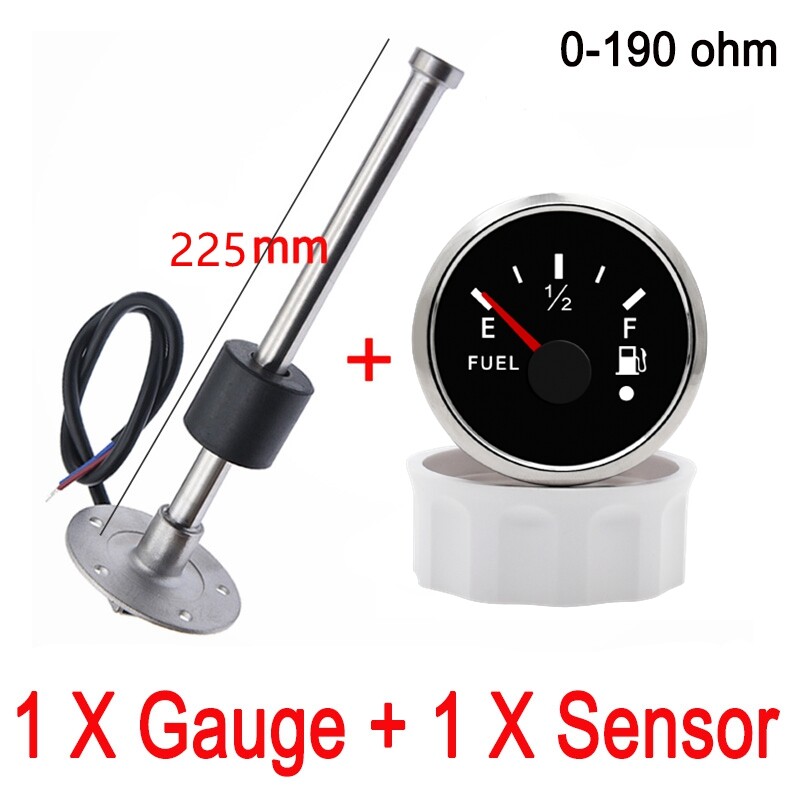 100-500mm 52mm Universal Oil Level Gauge Waterproof Oil Level Indicator Gauge Kit with Red Backlight 0-190ohm Fuel Sensor for Car Motorcycle