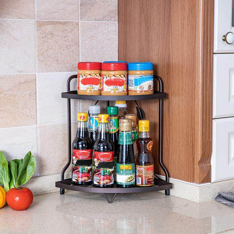 Iron Corner Shelf Kitchen Supplies Storage Rack Bathroom European Style Double-Layer Stand