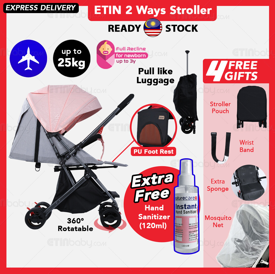 stroller cabin size reversible