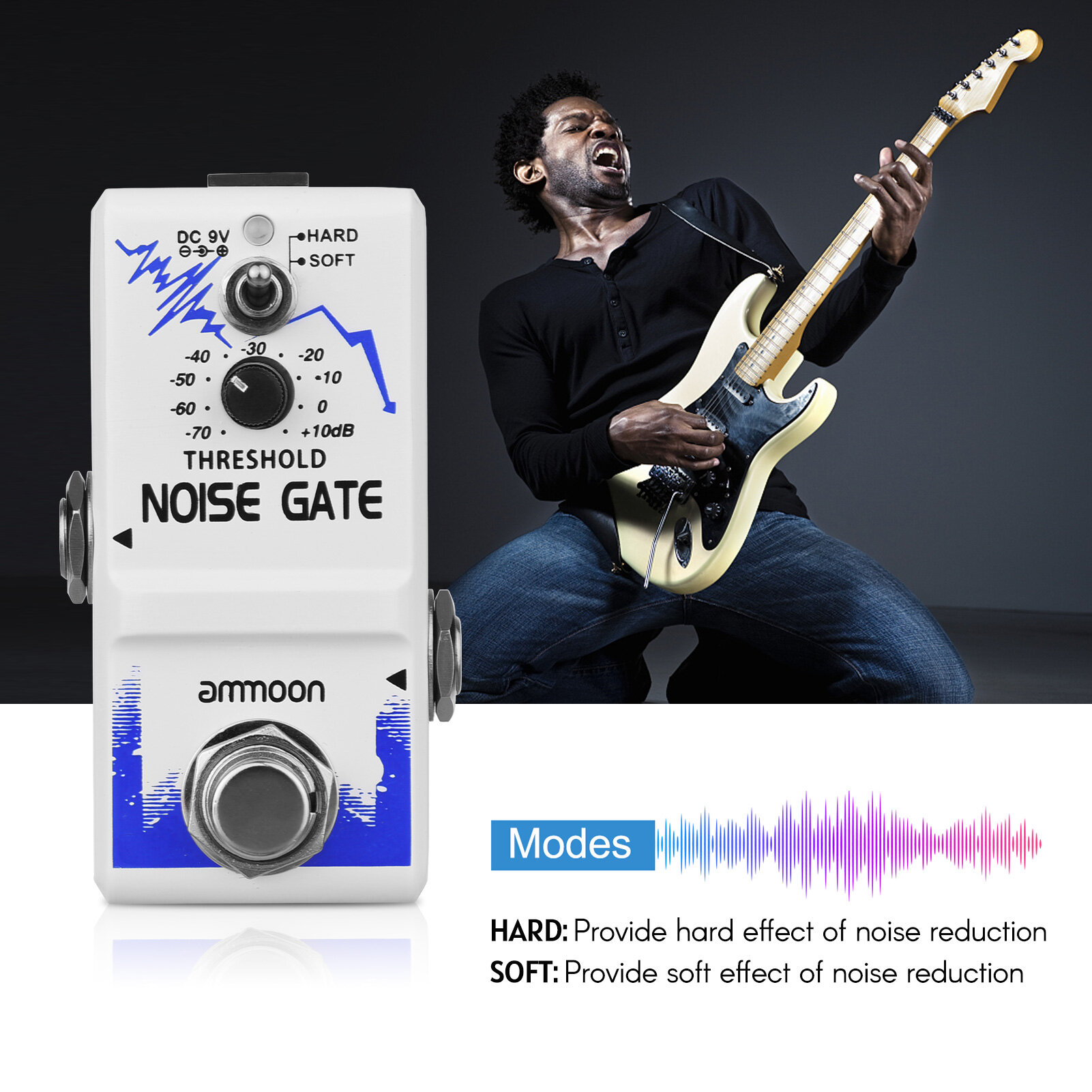 [ammoon]Single Noise Gate Guitar Effect Pedal True Bypass Zinc Alloy Shell