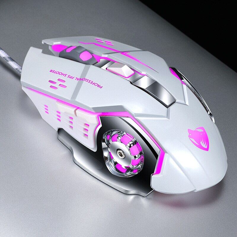[Nhập RS0722 giảm 30k cho đơn 99k]New V6 Wired Game Mouse Macro Programming Mechanical mouse 2400DPI Professional gaming computer mouse for LoL AND PUBG