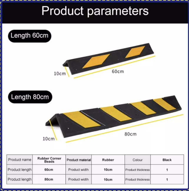 Safety Wall Guard Rubber Wall Corner Guard Protector With Reflective Sticker For Parking Parking