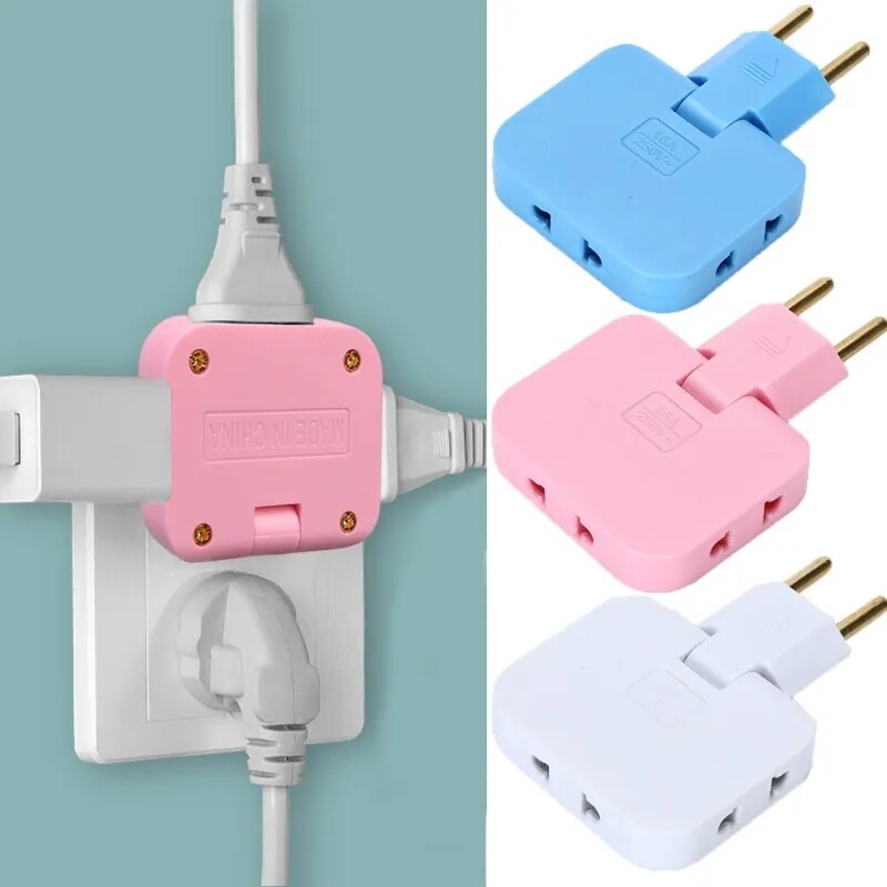 Rắc cắm Châu Âu 180 ° xoay Bộ chuyển đổi ổ cắm multiprise 1 chuyển đổi 3 mở rộng ổ cắm điện mini Slim ổ cắm không dây Bộ chuyển đổi điện xoay chiều
