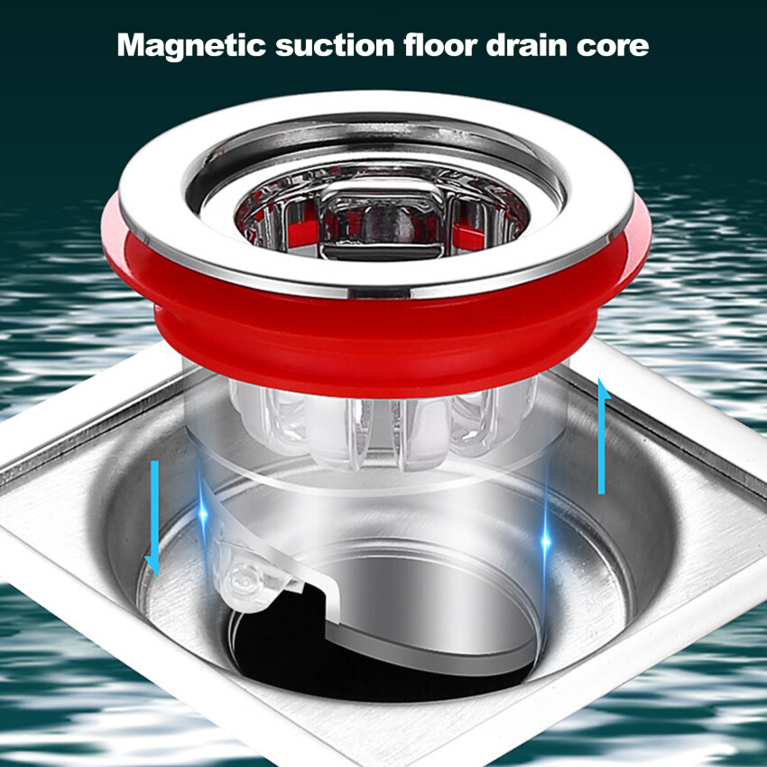 Floor Drain, Shower Bathroom Kitchen Floor Drain Anti-backflow one-Way Drain Valve Under The Water Pipe core Magnetic Drain Plug Drain Plug